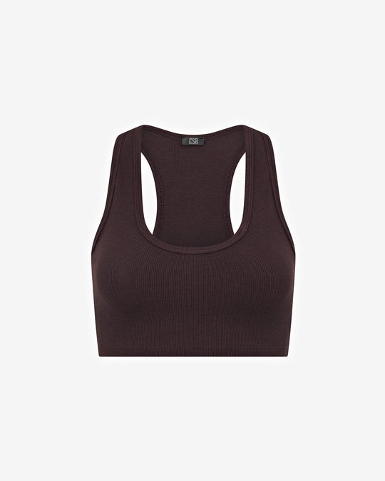 Rib Cropped Tank | Espresso