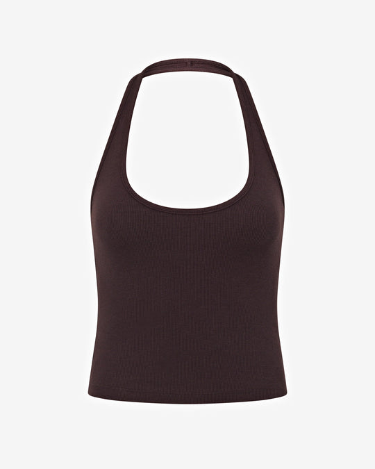 Rib Halter Tank | Espresso