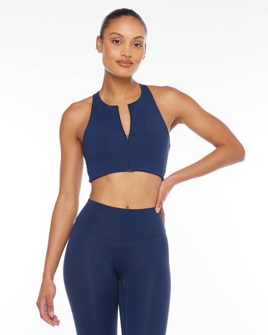 Activluxe Dawn Zip Crop | Navy