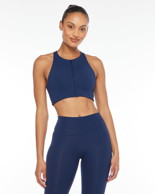 Activluxe Dawn Zip Crop | Navy